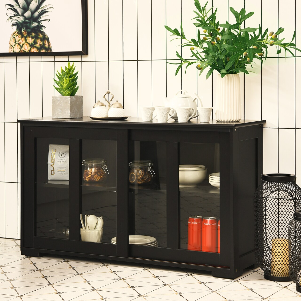 Sideboard Buffet Cupboard Storage Cabinet with Sliding Door Michaels
